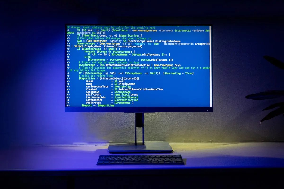 A computer screen displaying TypeScript code on a desktop