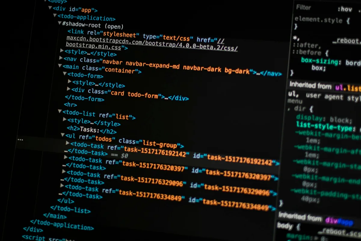 Monitor displaying a programming language file