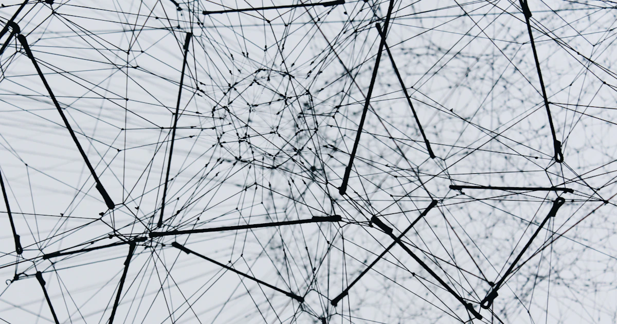 A low-angle view of a metal lattice structure