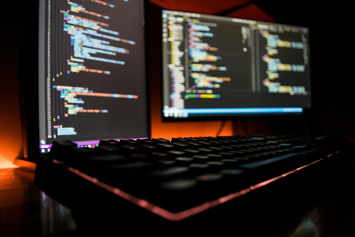 Close-up of a black mechanical keyboard
