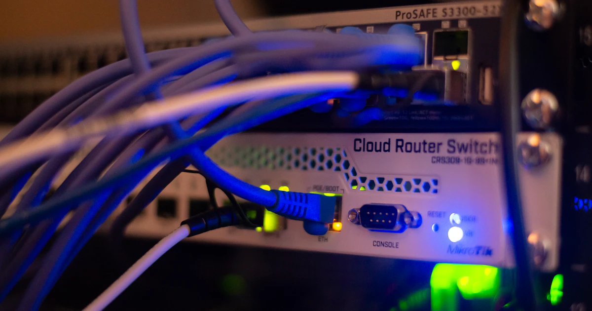A close up of a network with connected wires
