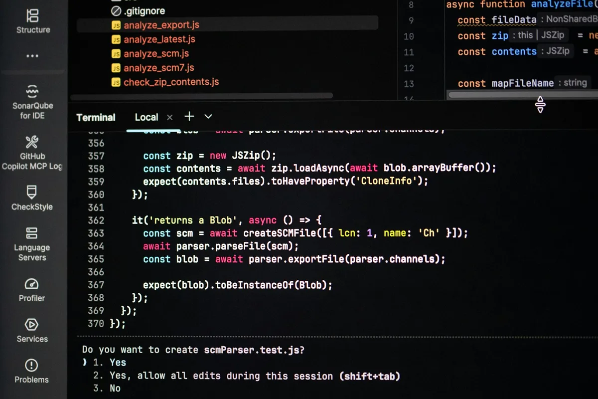 Coding session on a dark-theme computer screen