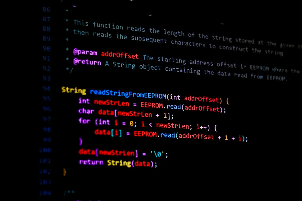 Source code on a dark screen with syntax highlighting