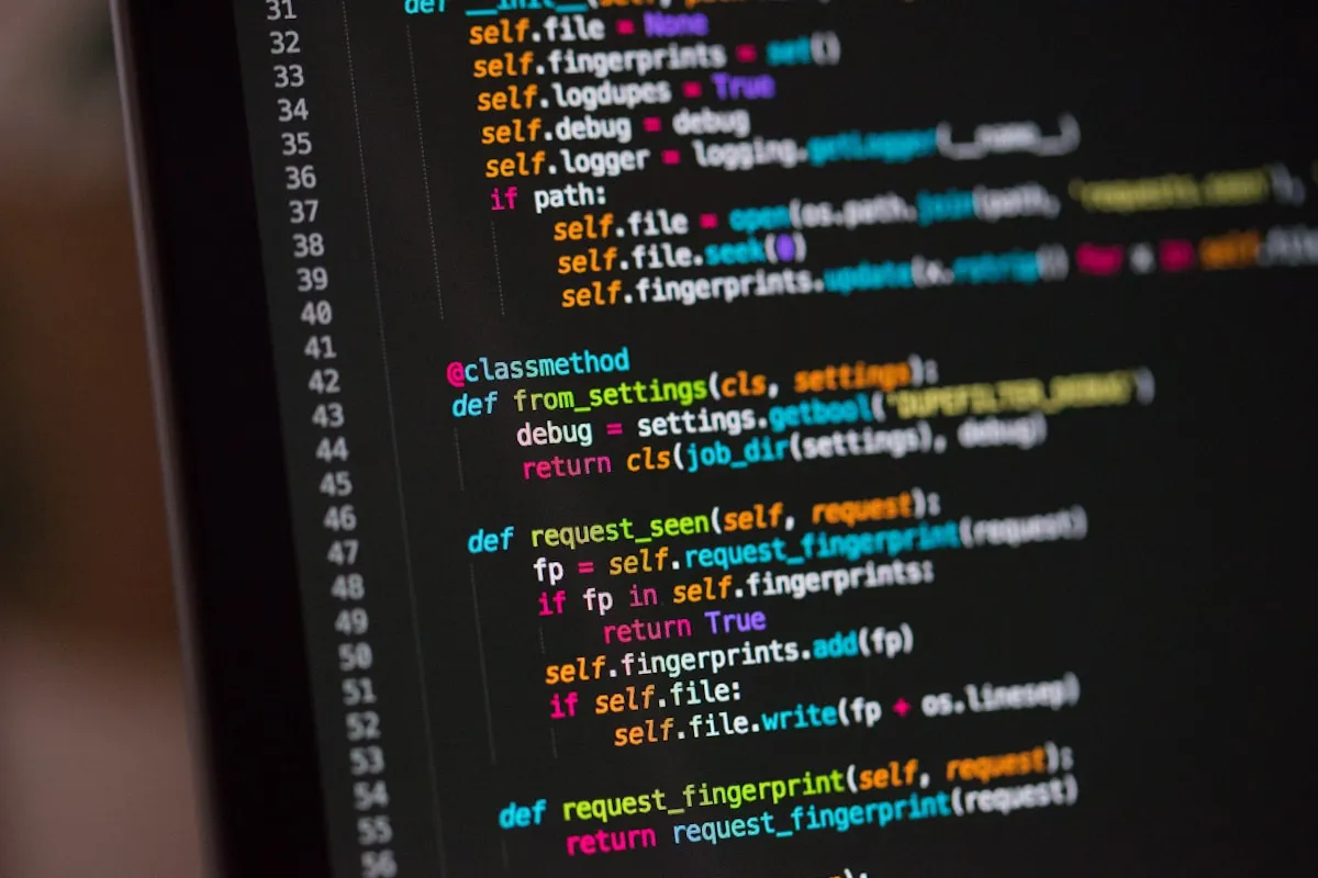A computer screen filled with lines of typed code